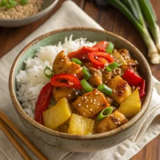 tropical pineapple chicken rice bowl recipe