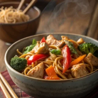 easy garlic chicken lo mein recipe
